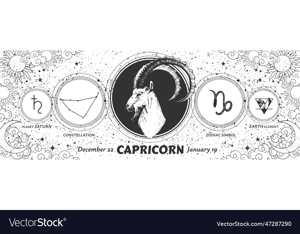 Capricorn zodiac sign beautiful modern Royalty Free Vector