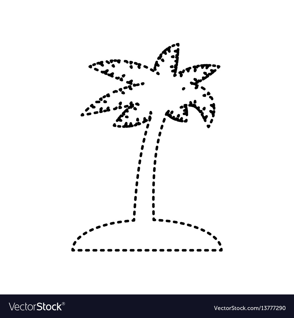 Coconut palm tree sign black dashed icon