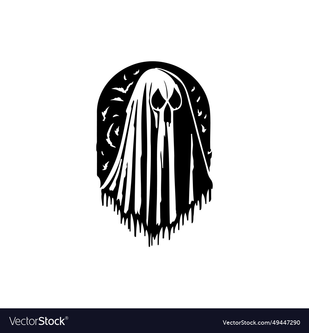 Ghost icon hand draw black colour halloween scary