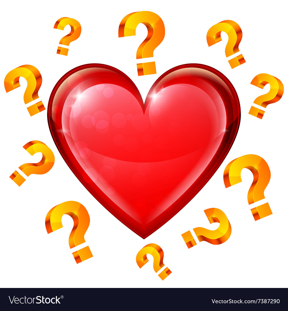 Heart and question signs Royalty Free Vector Image