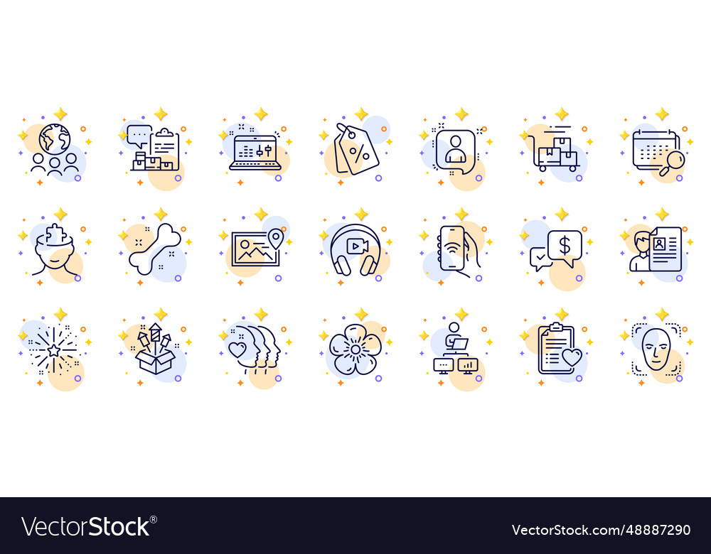Outline set of calendar face detection and sound vector image Outline set of calendar face detection and sound