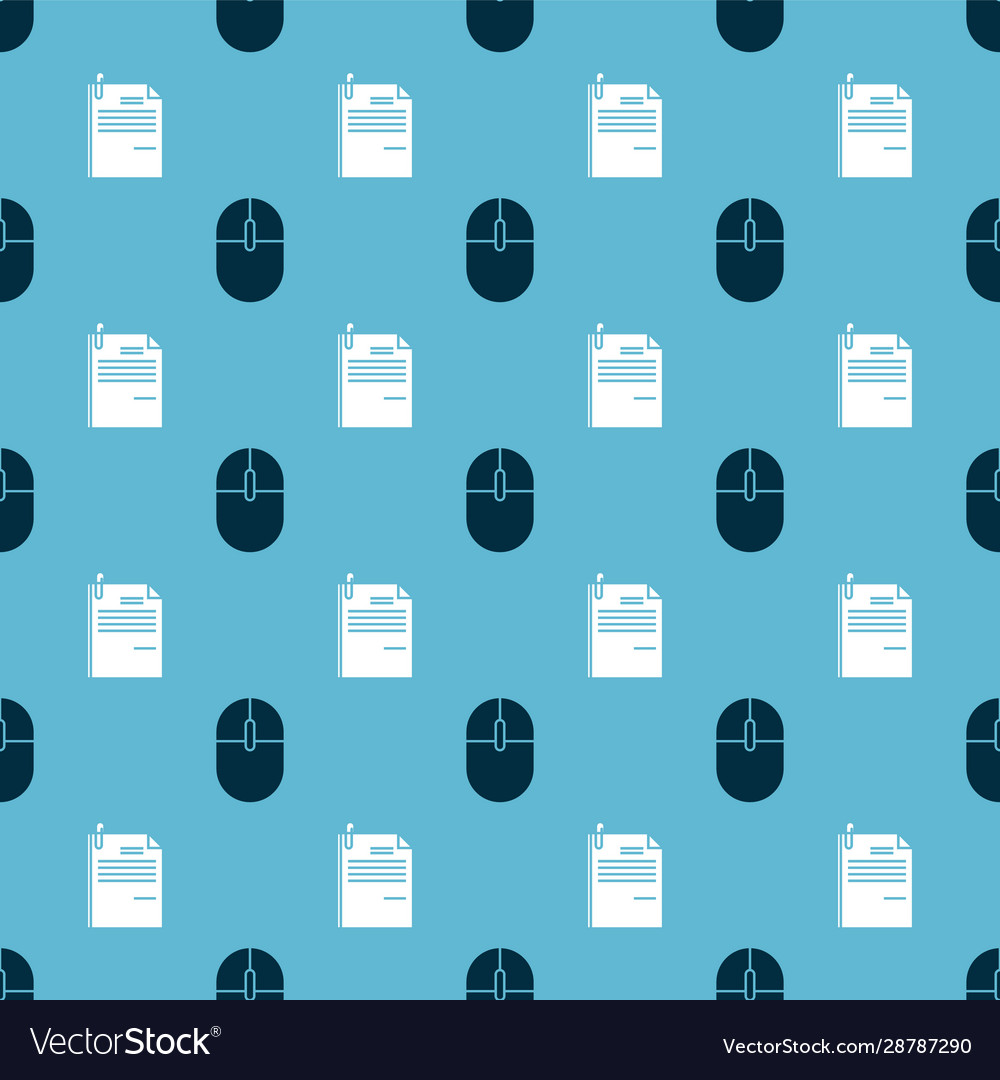 Set computer mouse and file document paper vector image Set computer mouse and file document paper