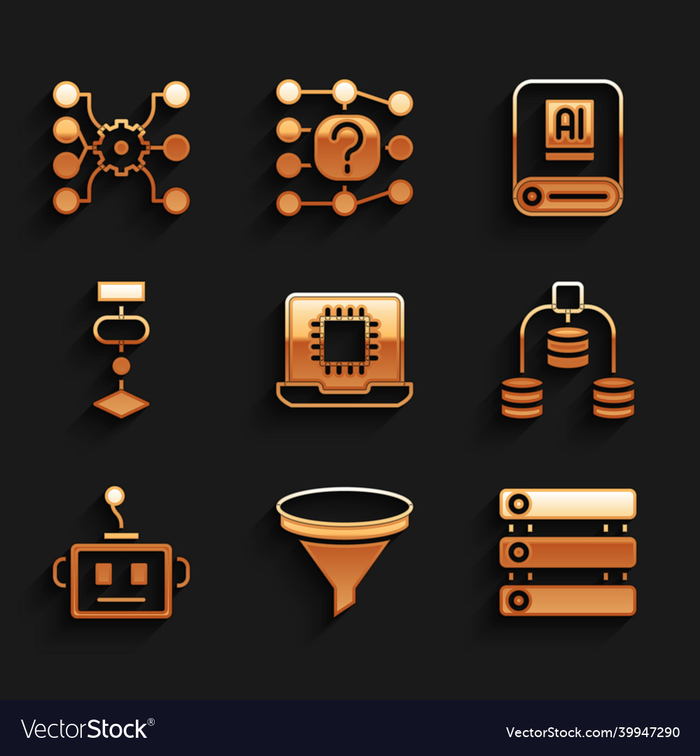 Set processor cpu funnel filter server data Vector Image Set processor cpu funnel filter server data