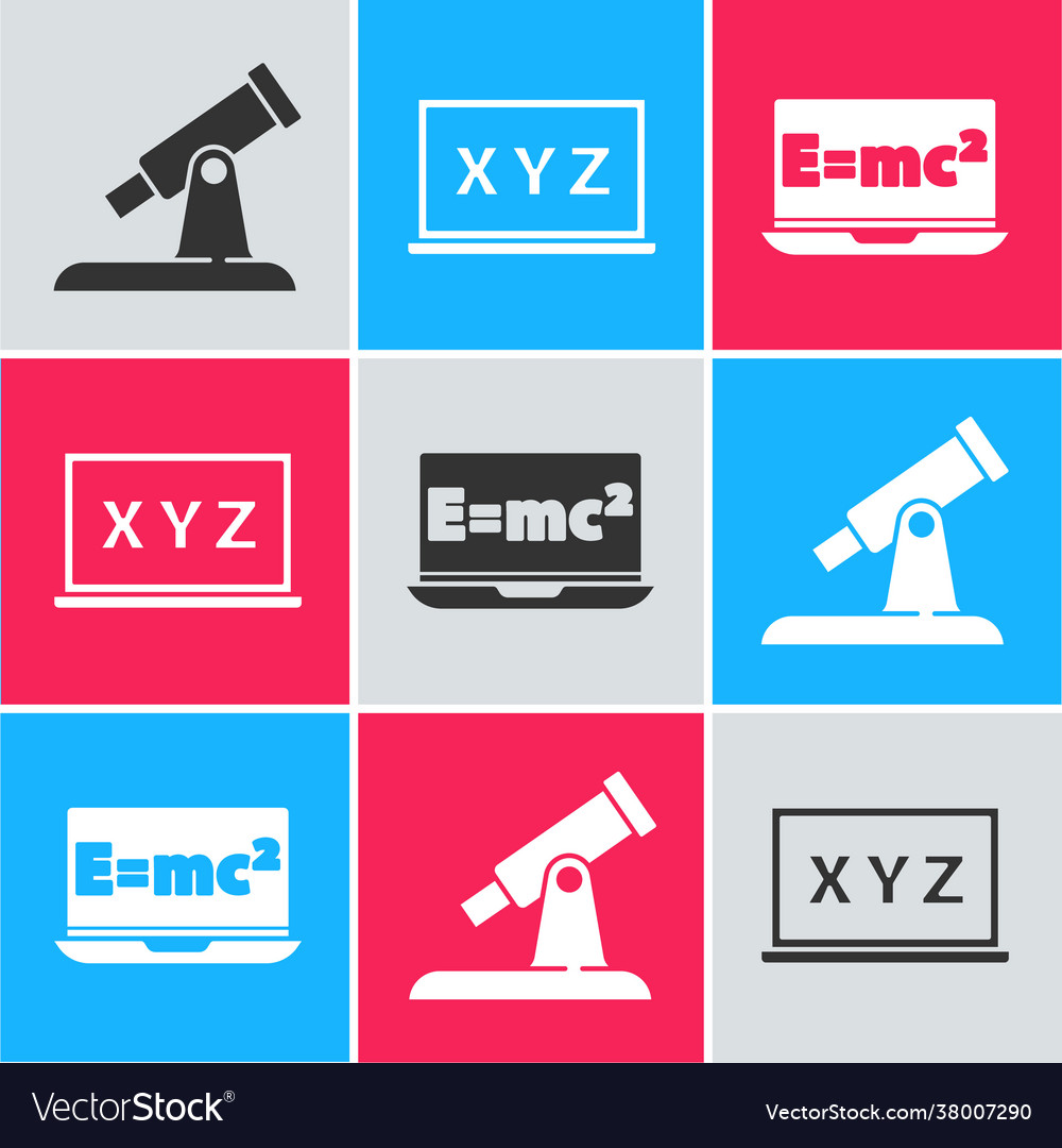 Set telescope xyz coordinate system and equation vector image Set telescope xyz coordinate system and equation