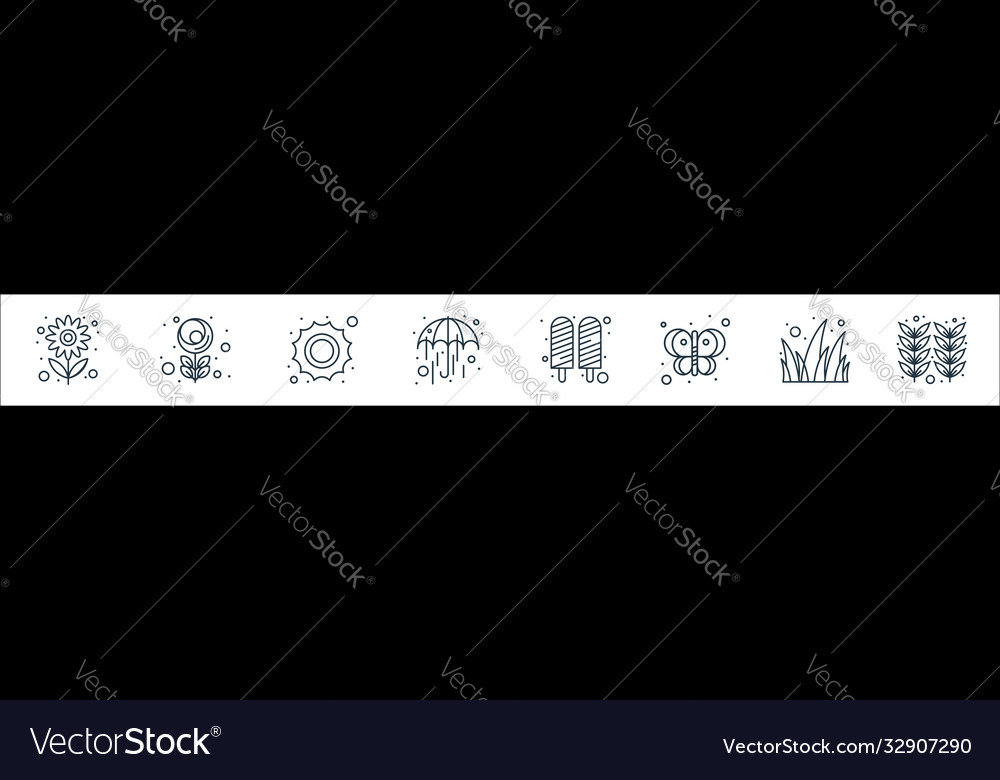 Spring line icons linear set quality vector image Spring line icons linear set quality
