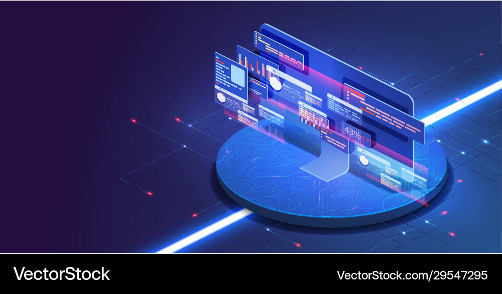 Application pc with business graph Royalty Free Vector Image