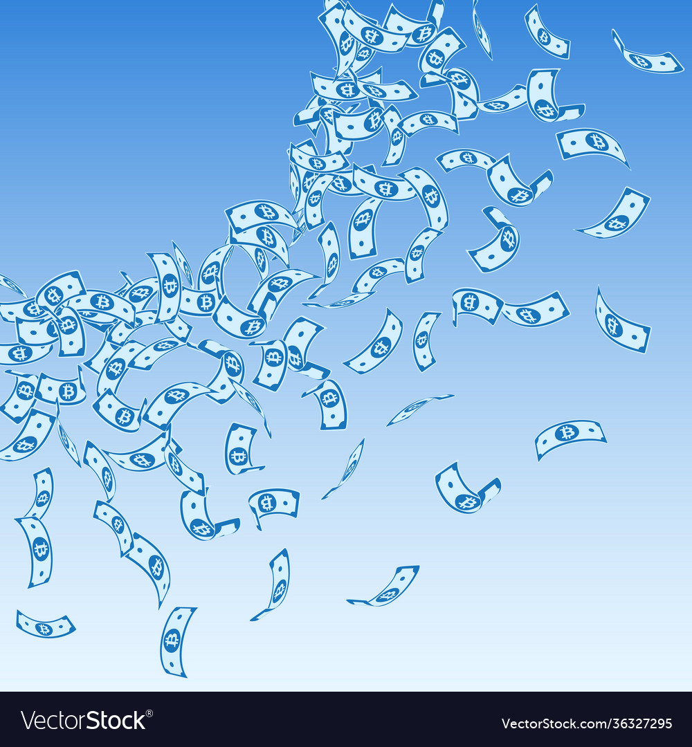 Bitcoin internet currency notes falling small bt Vector Image Bitcoin internet currency notes falling small bt