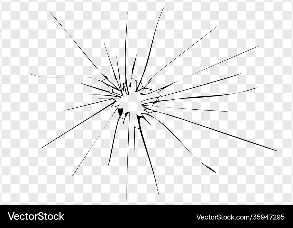 Broken glass cracks bullet marks on glass Vector Image
