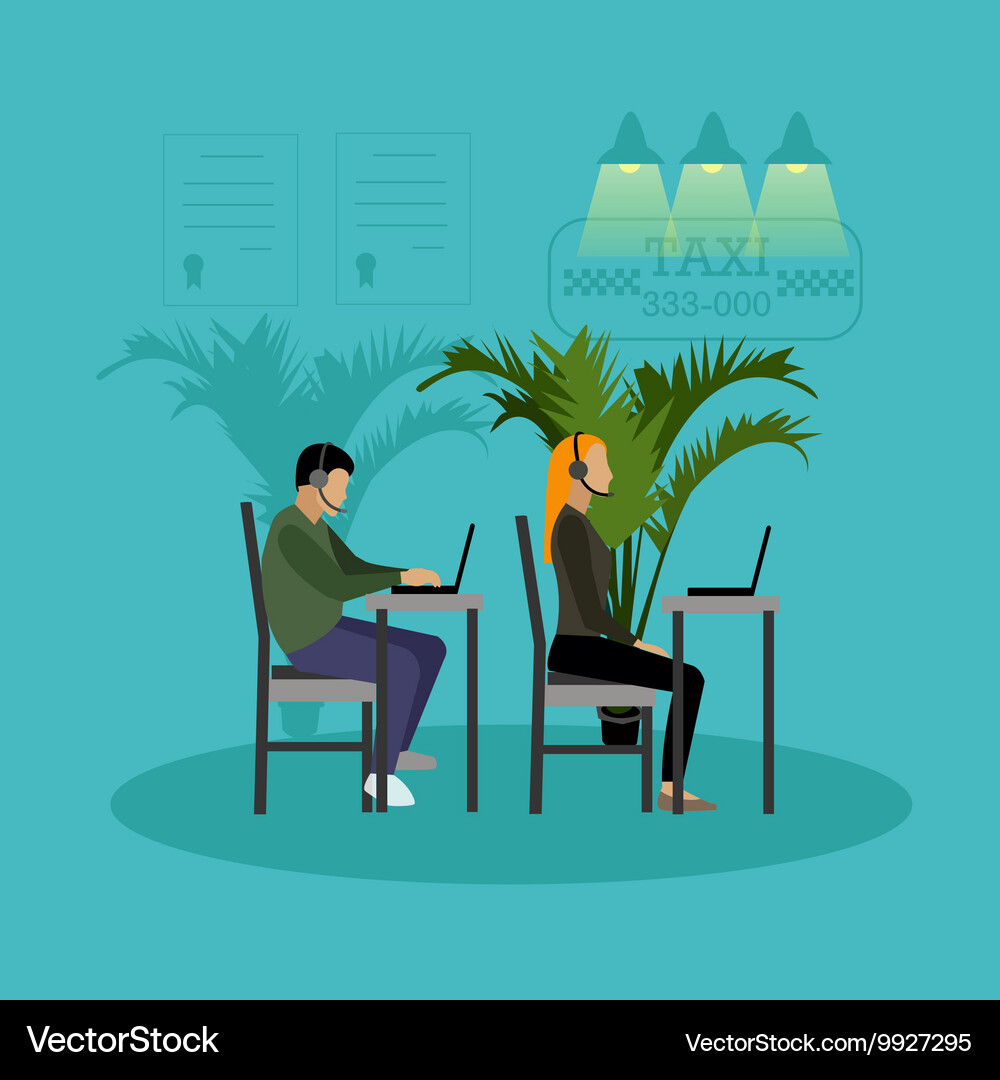 Call Center Banner Customer Service And Royalty Free Vector
