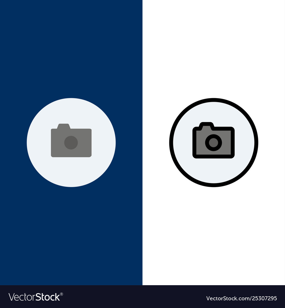 Camera image basic ui icons flat and line filled vector image Camera image basic ui icons flat and line filled