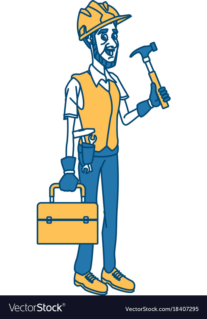 Cartoon worker with tool Royalty Free Vector Image