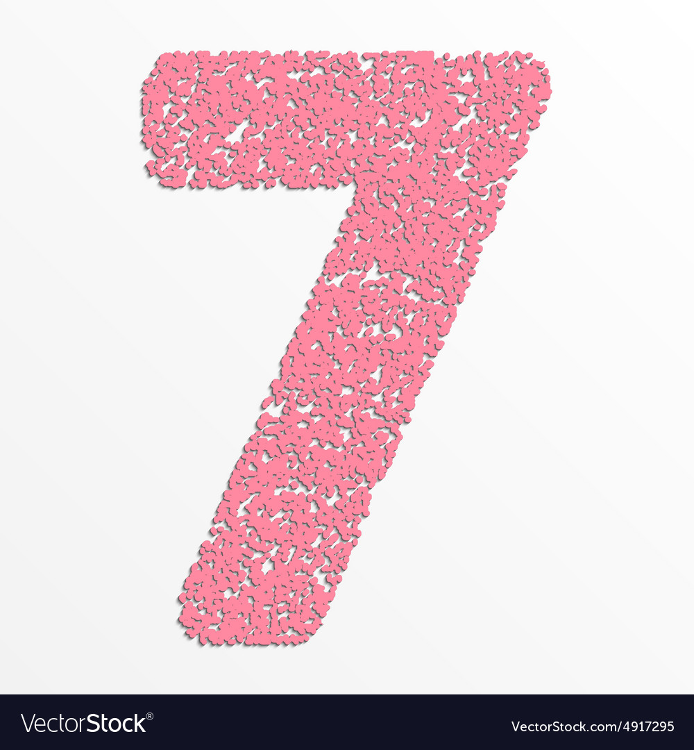 Colorful digits with grain texture digit 7 Vector Image