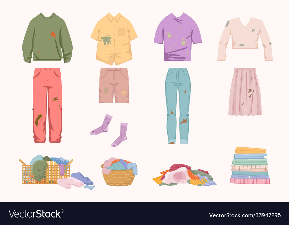 Dirty unwashed clothes set womens jacket with Vector Image