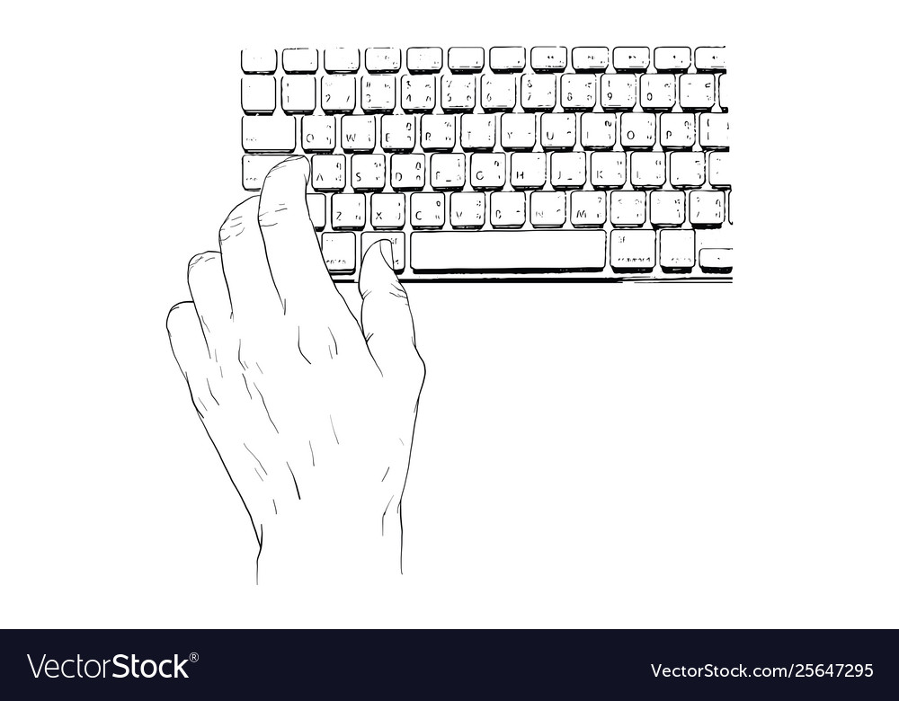 Hand typing computer keyboard