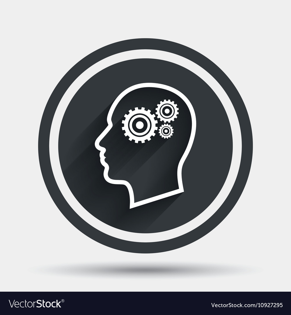 Head with gears sign icon male human