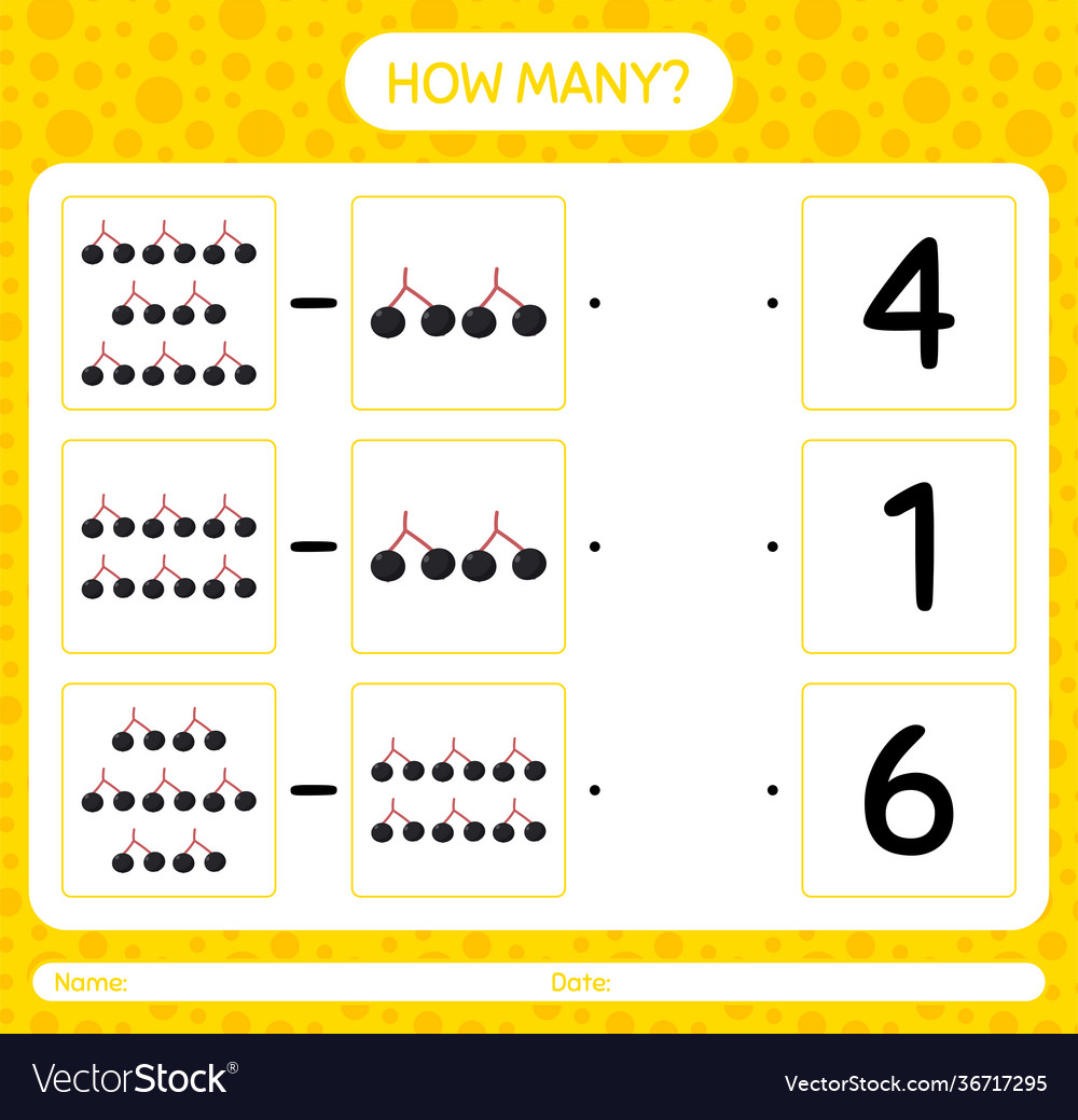 How many counting game with elderberry worksheet Vector Image How many counting game with elderberry worksheet