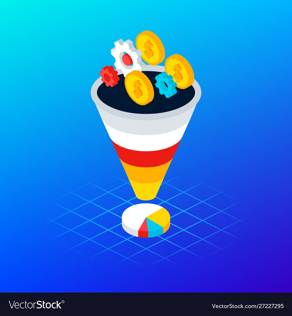 Internet funnel analytics concept vector image Internet funnel analytics concept