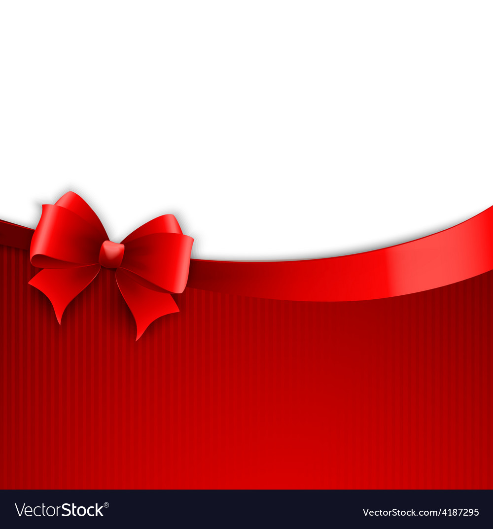 Invitation card with red holiday ribbon and bow