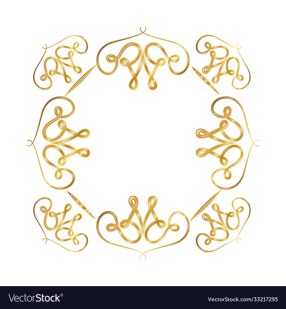 Isolated gold ornament frame design