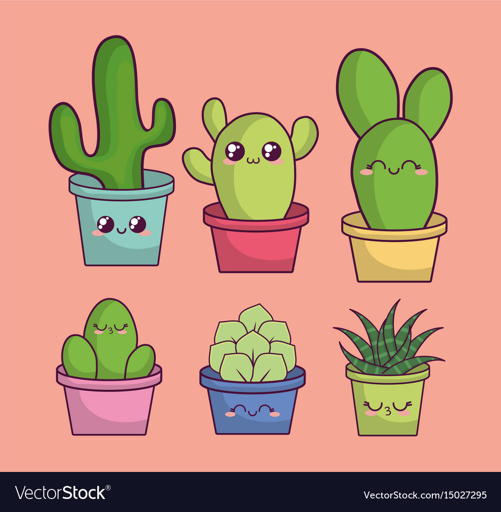 Premium Vector, Cactus kawaii