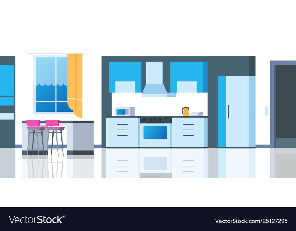 Kitchen cartoon interior house flat room with Vector Image