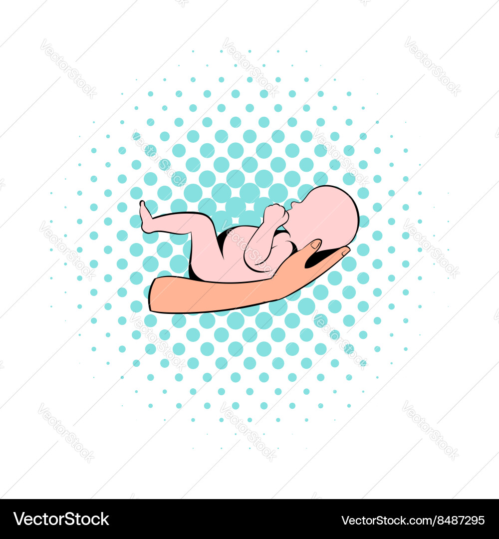 Little Bain Mother Hands Icon Comics Style Vector Image