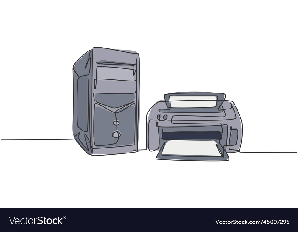 Eine kontinuierliche Linienzeichnung des cpu-Computers vector image Eine kontinuierliche Linienzeichnung des cpu-Computers