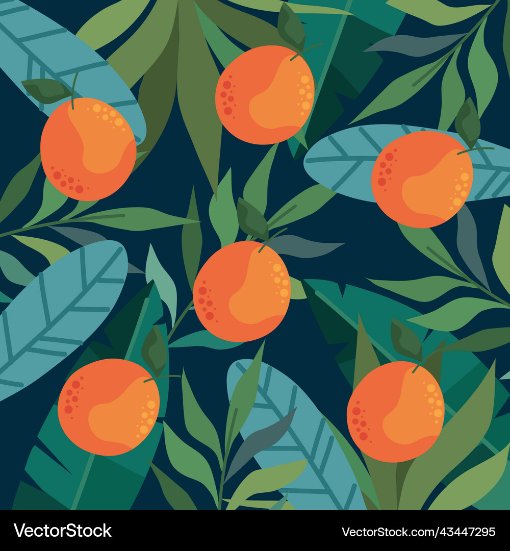 Oranges and leafs pattern Royalty Free Vector Image