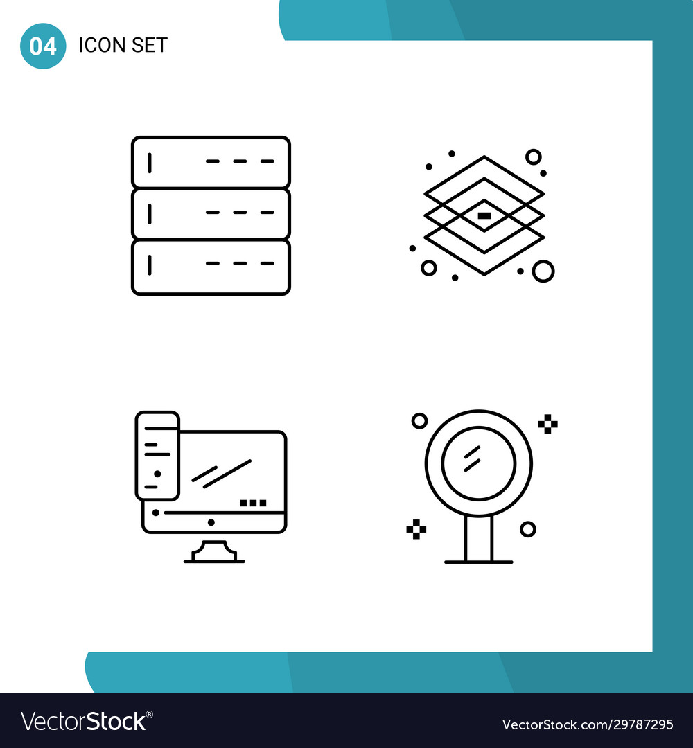 Pack 4 outline symbols line style icon set Vector Image Pack 4 outline symbols line style icon set