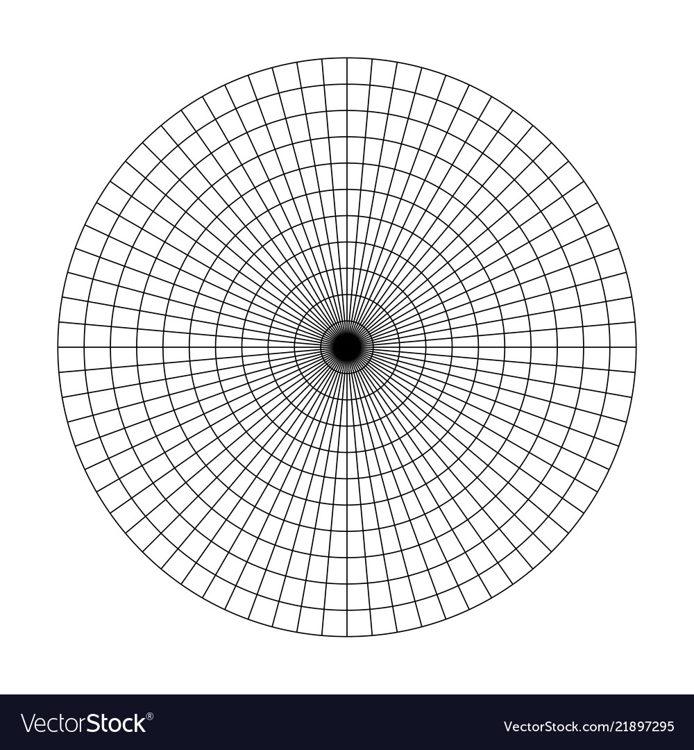 Polar grid of 10 concentric circles and 5degrees vector image Polar grid of 10 concentric circles and 5degrees