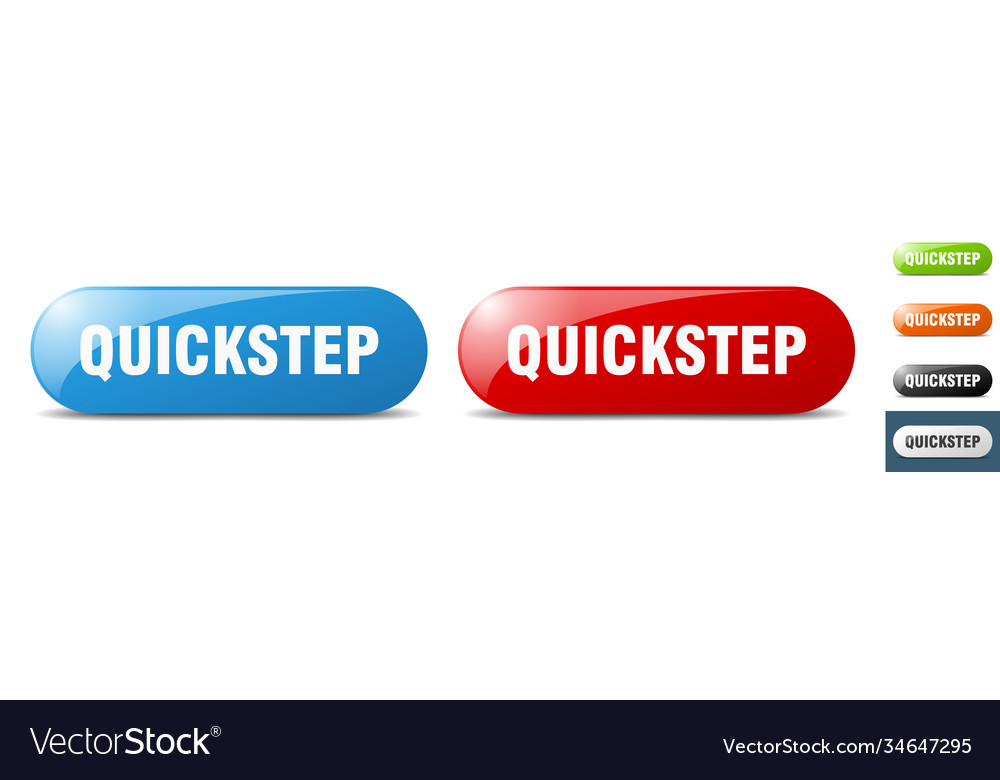 Quickstep button key sign push set vector image Quickstep button key sign push set