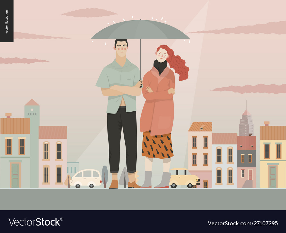 Rain - standing couple