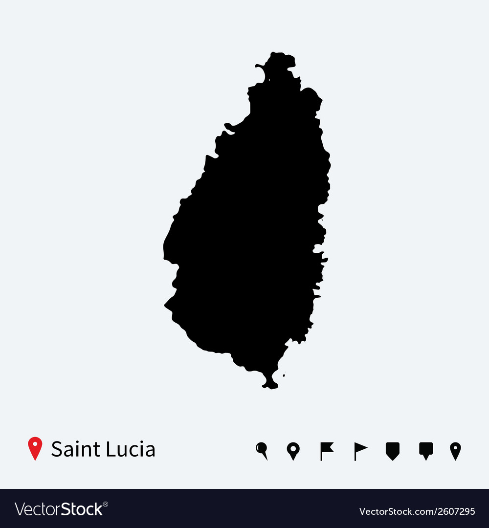 Saint Lucia Map with Navigation Pins