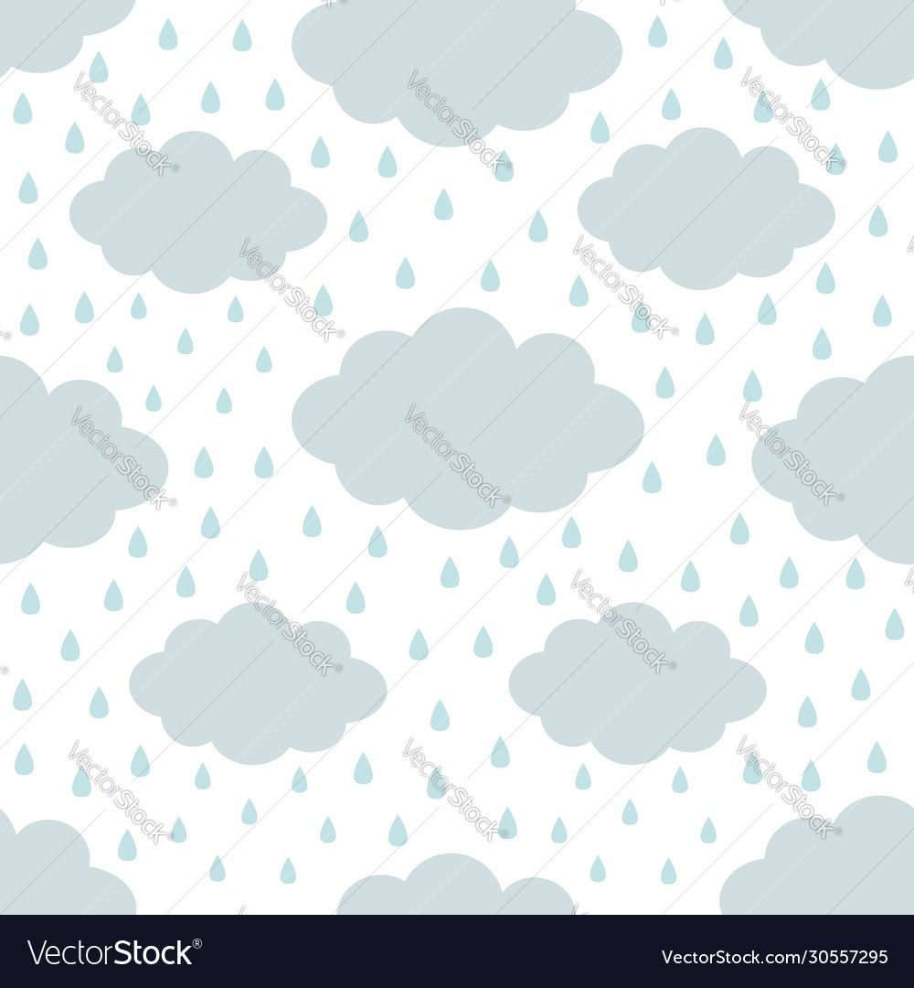 Seamless pattern cloud in sky rain drop cute