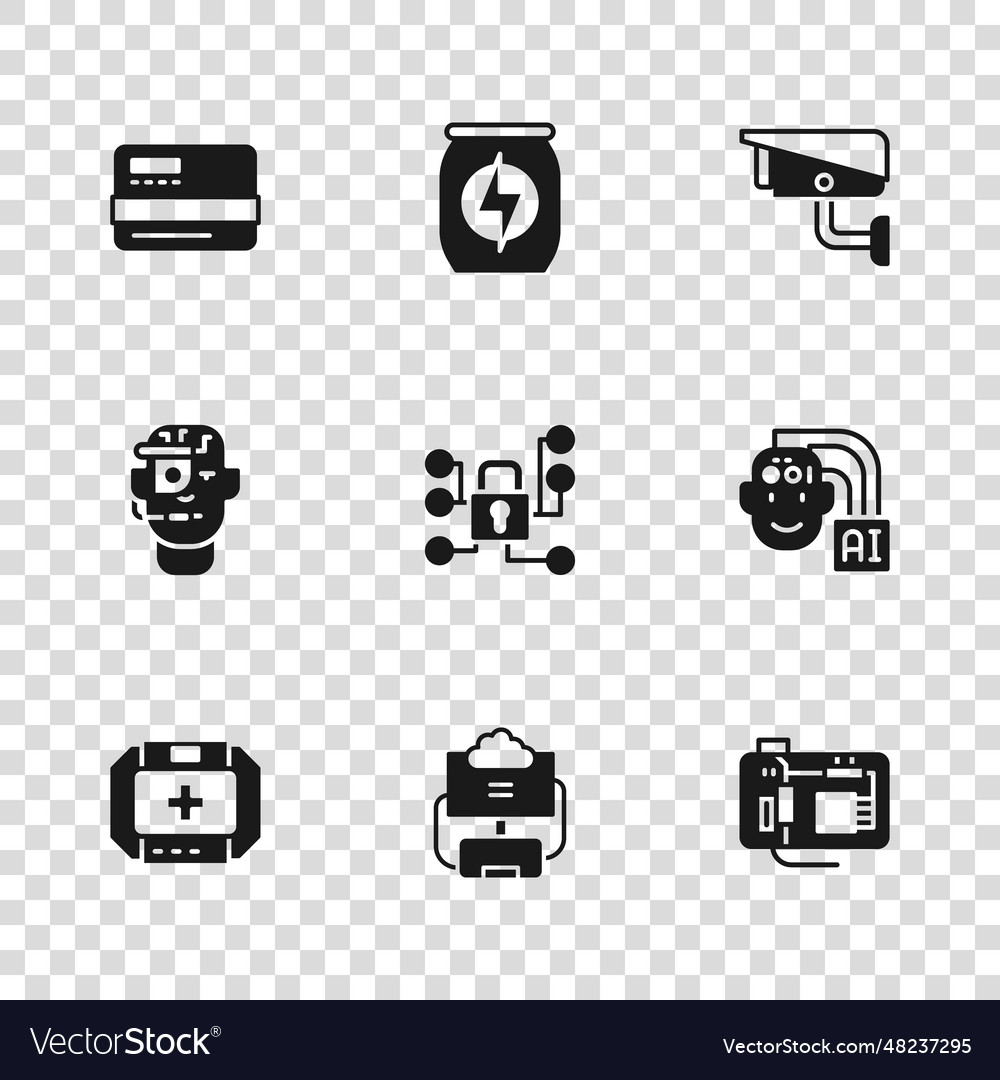 Set cloud database humanoid robot motherboard vector image Set cloud database humanoid robot motherboard