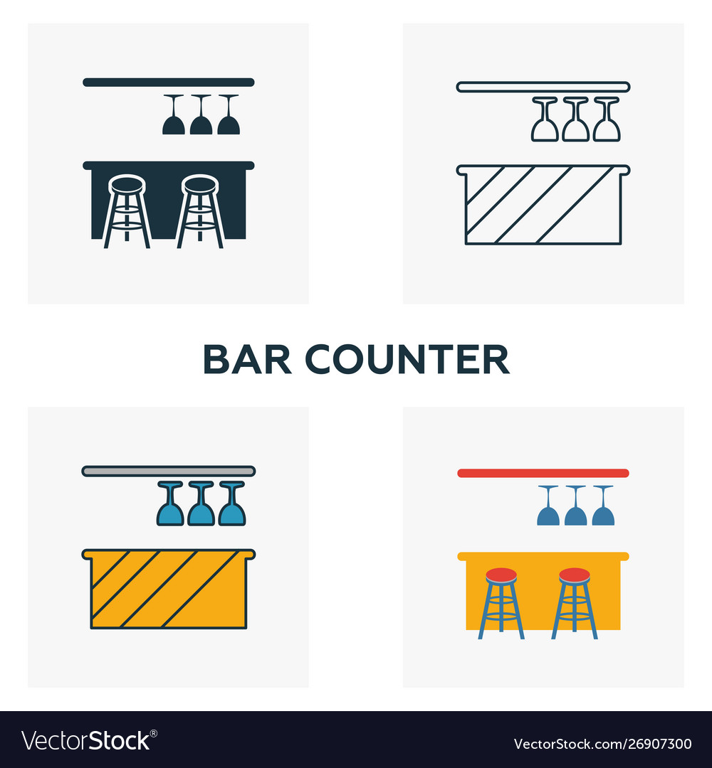 Bar counter icon set four elements in different