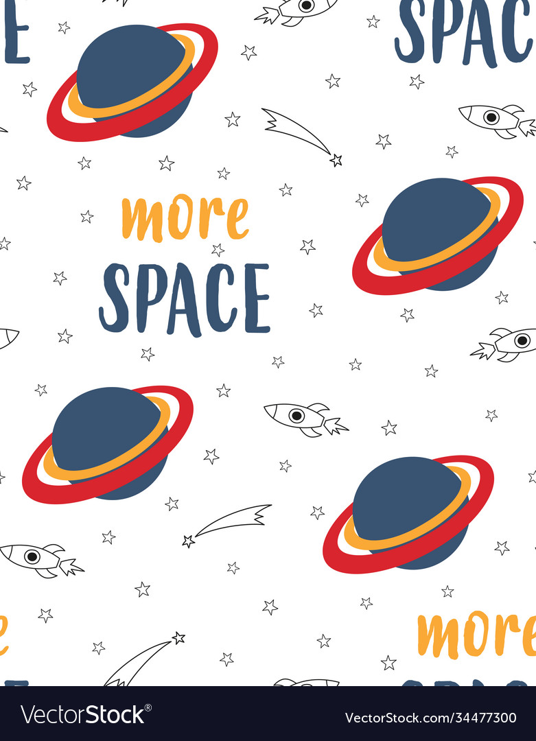 Cartoon pattern with space elements