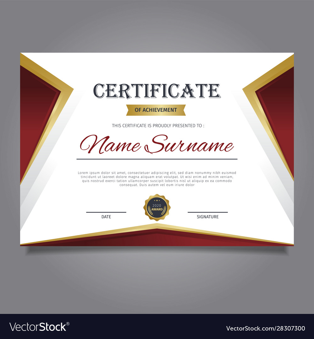 Certificate template in elegant red and gold patte With Regard To Love Certificate Templates