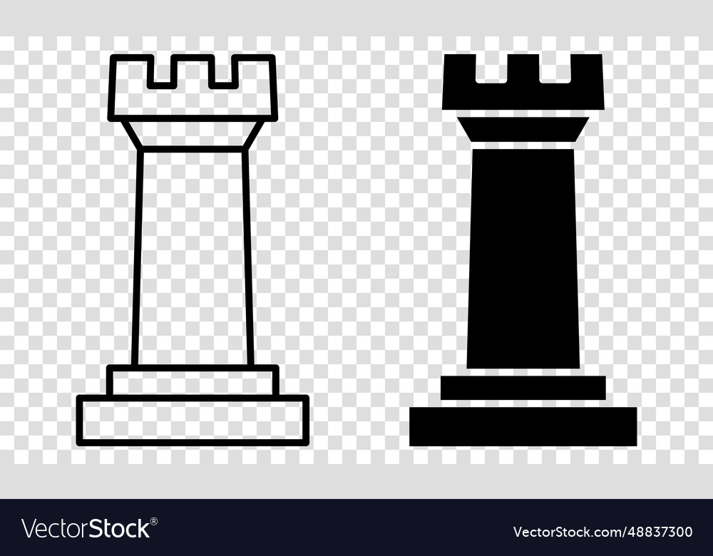 Simple rook (chess piece) icon. Black silhouette. Flat design. Isolated on  white Stock Vector