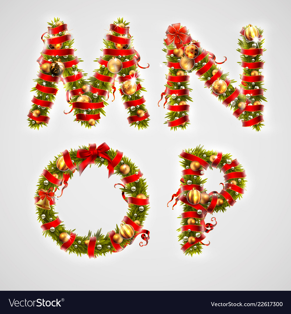 Christmas font four letters mnop of