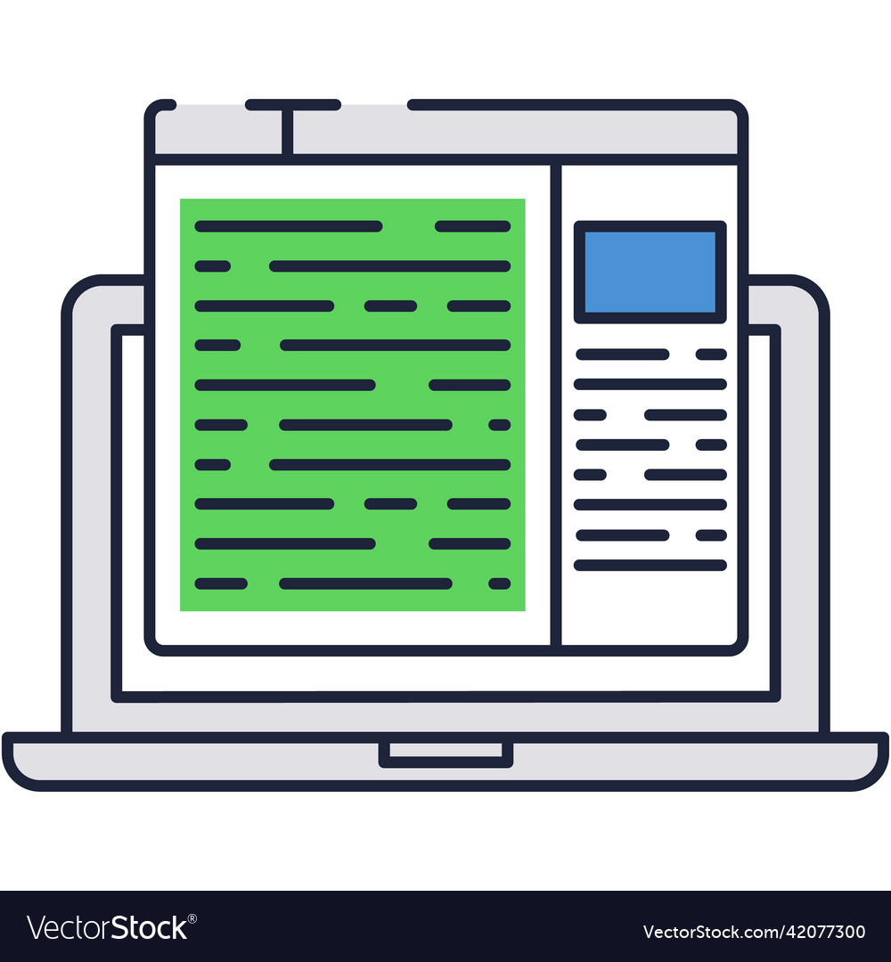 Computer with code on screen flat icon