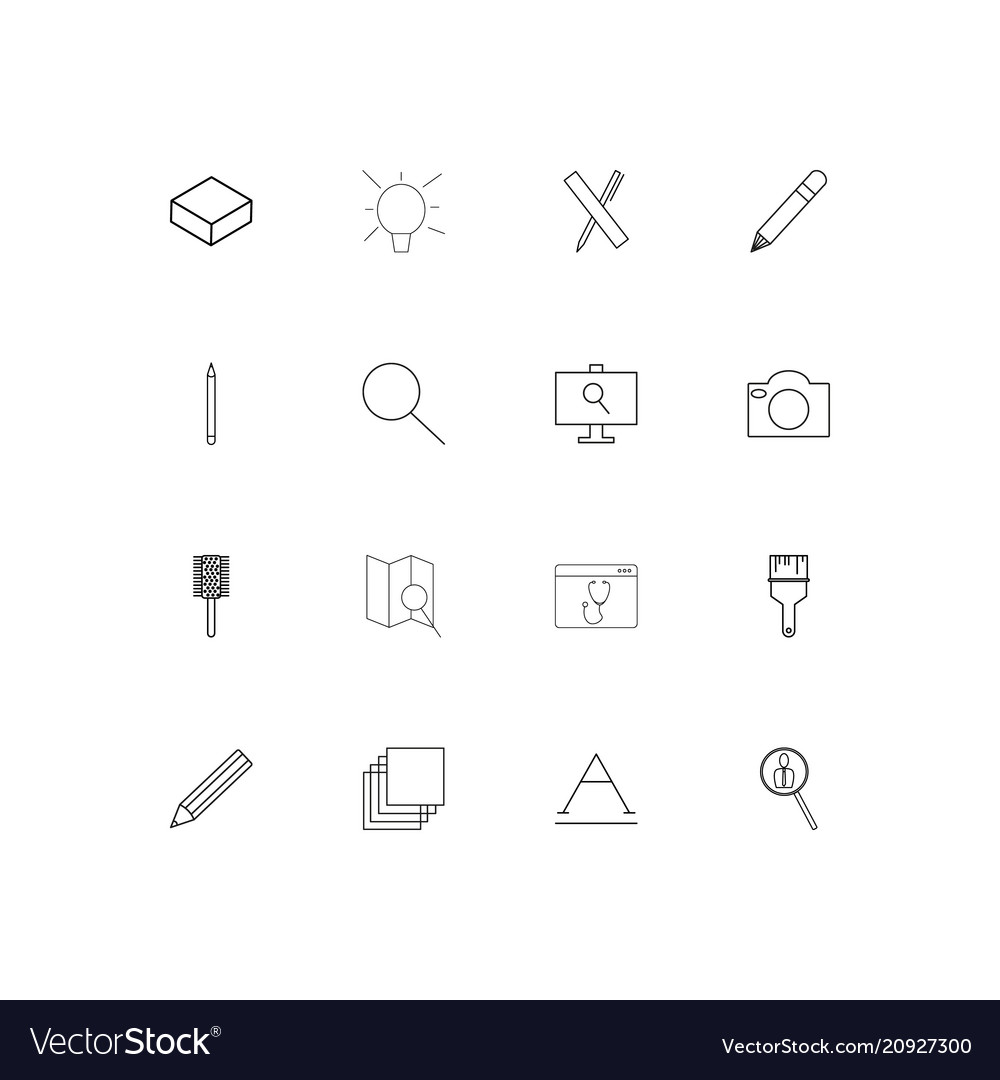 Creative process and design linear thin icons set