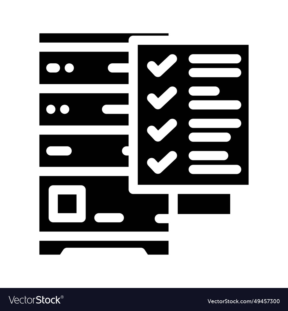 Data validation database glyph icon vector image Data validation database glyph icon