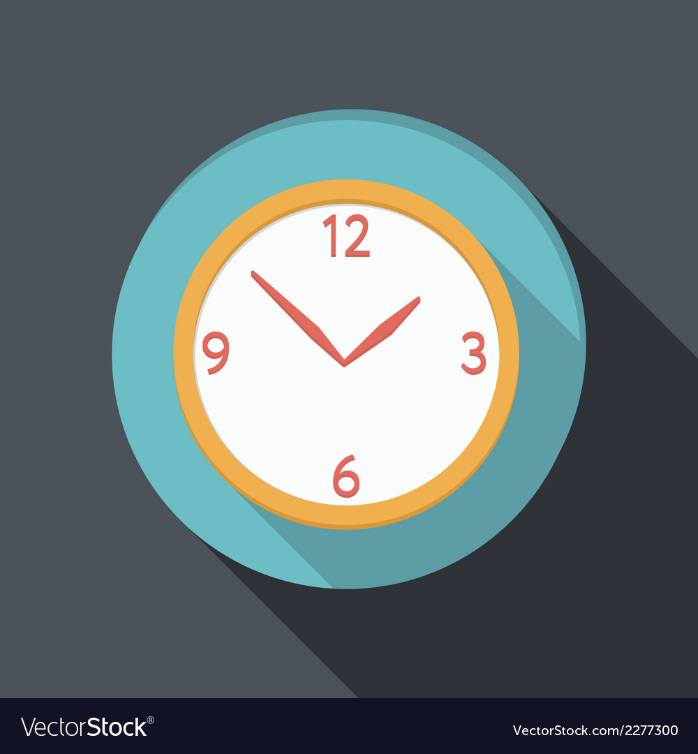 Flat icon with a shadow clock