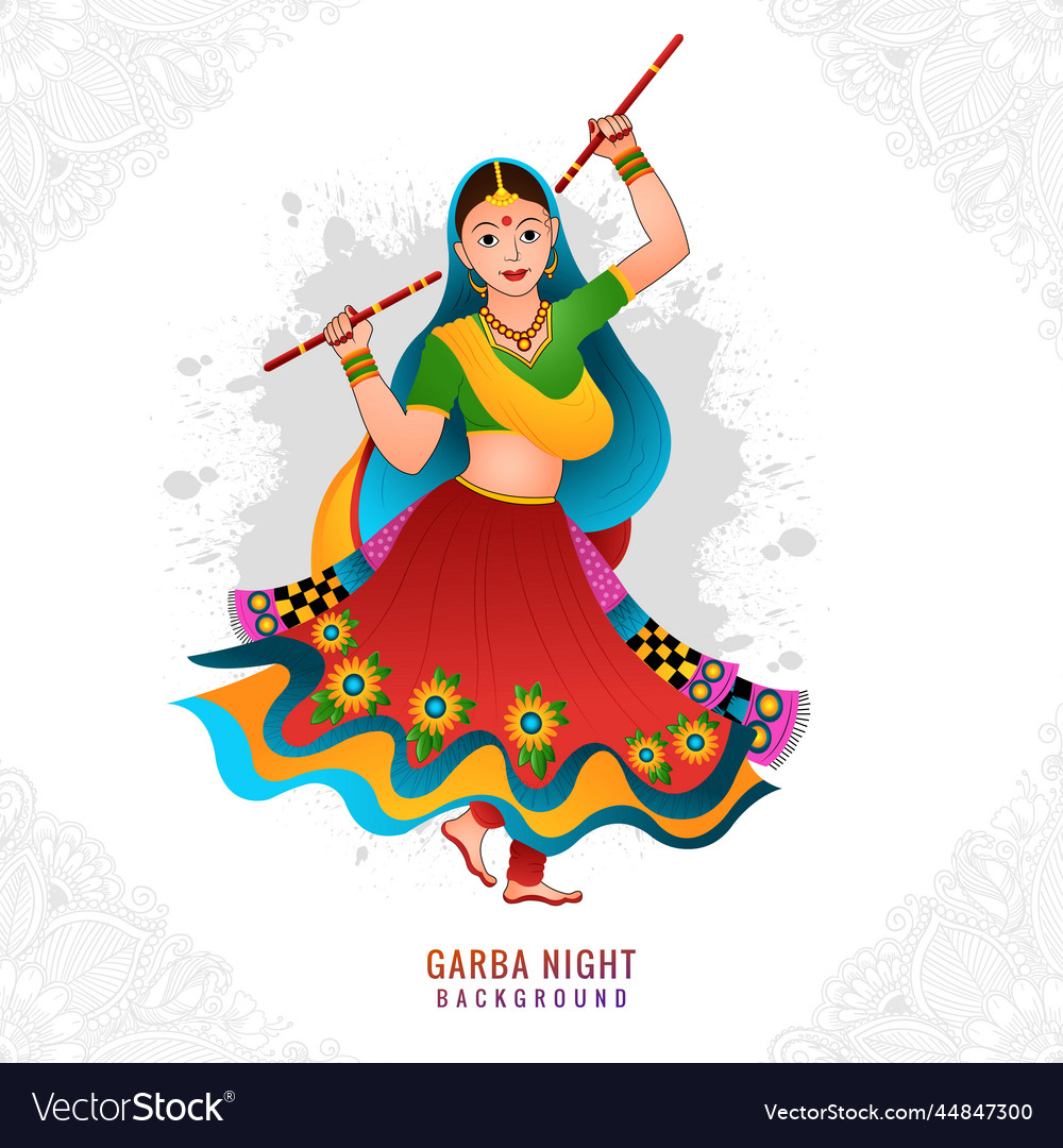Garba night woman playing and dandiya
