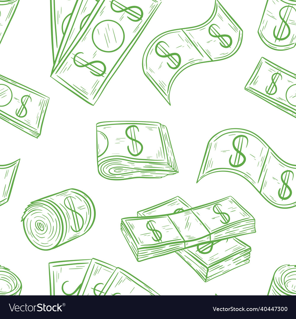 Hand drawn money seamless pattern