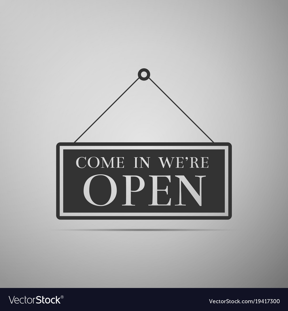 Come in text. Come in we&#039;re open. come in. sales are open icon.