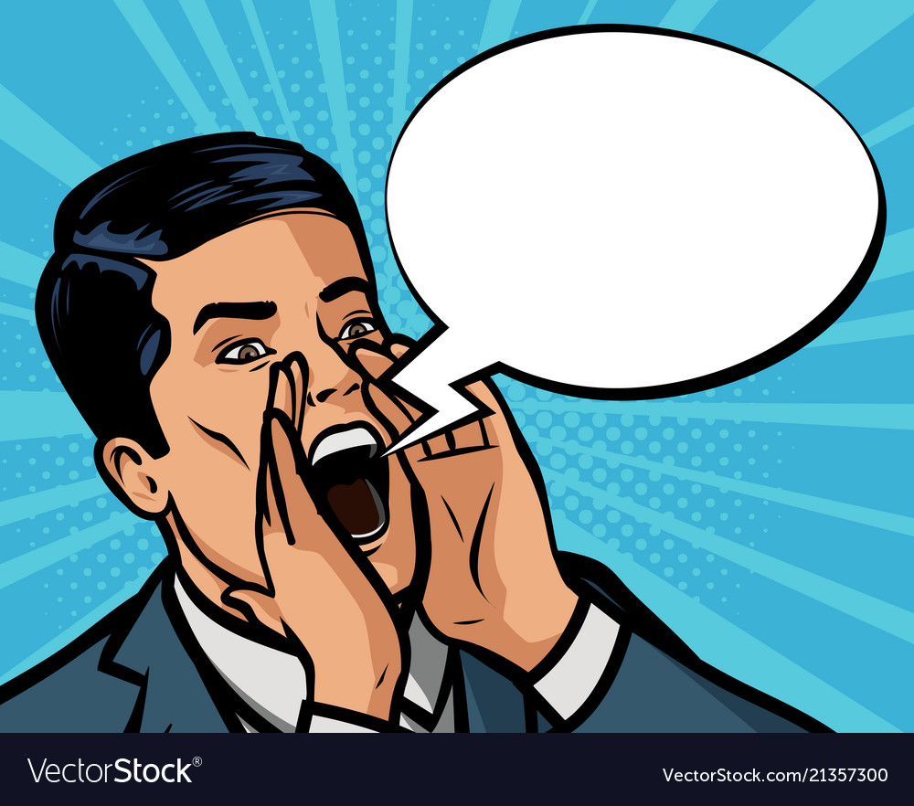 Man is shouting loudly in Royalty Free Vector Image