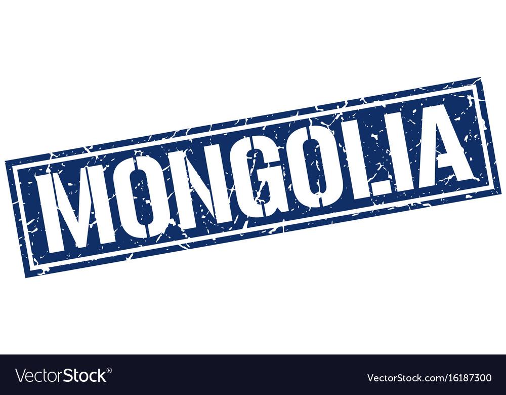 Mongolia blue square stamp