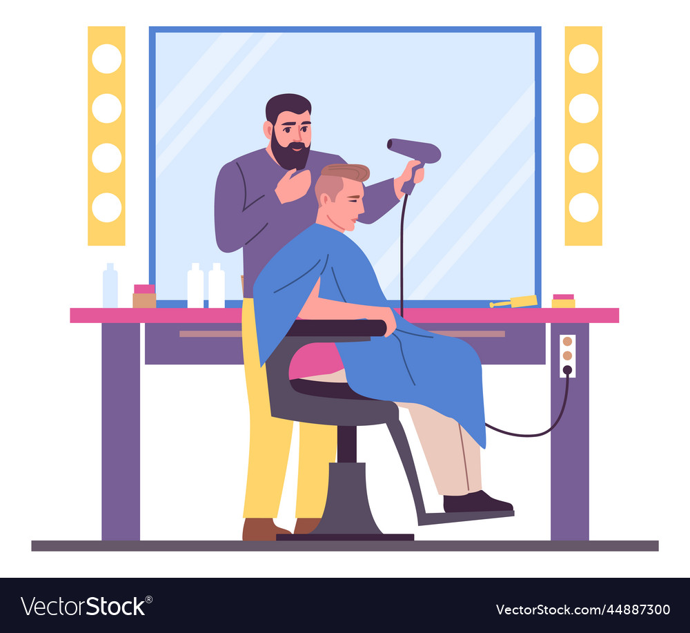 People in beauty salon barber with customer Vector Image